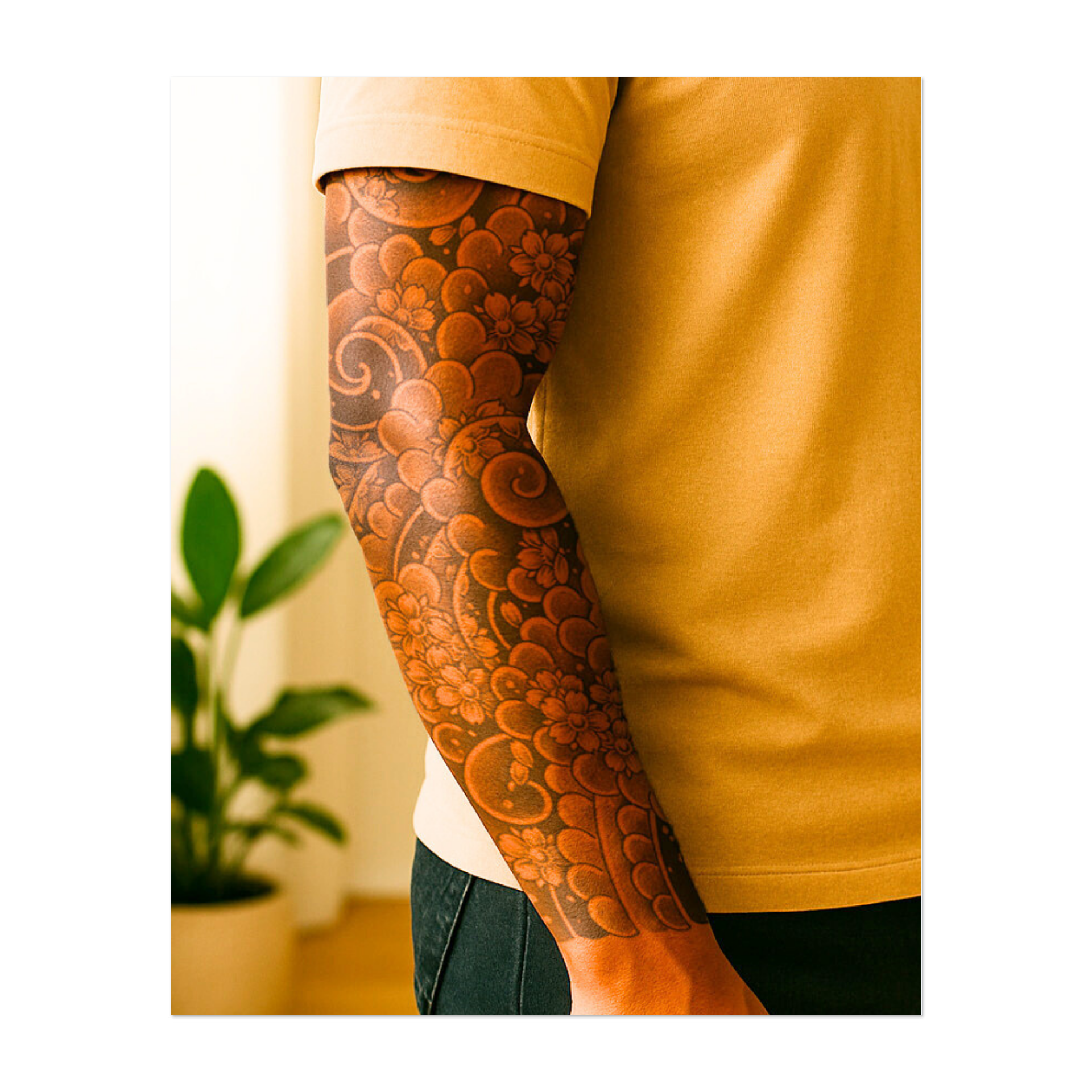 Questa manica è caratterizzata da nuvole fluenti e delicati fiori di ciliegio, creando un design morbido e tranquillo. Simboleggia la pace, la bellezza naturale e il dolce fluire della vita.