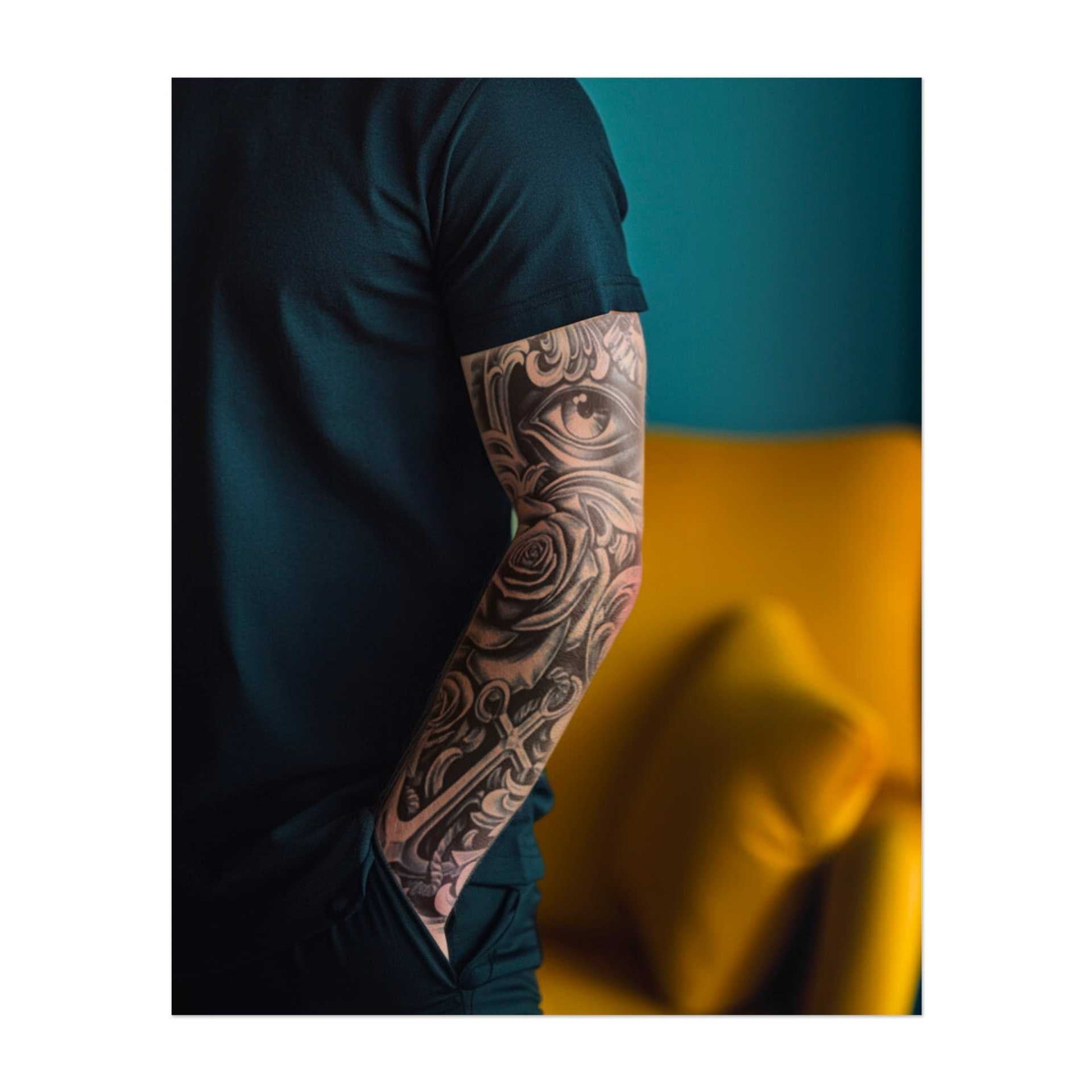 Questo marsupio raffigura un occhio vigile, una colomba in volo, delle rose e un'ancora. Simboleggia chiarezza spirituale, pace e guida, e unisce la protezione divina alla bellezza della natura.