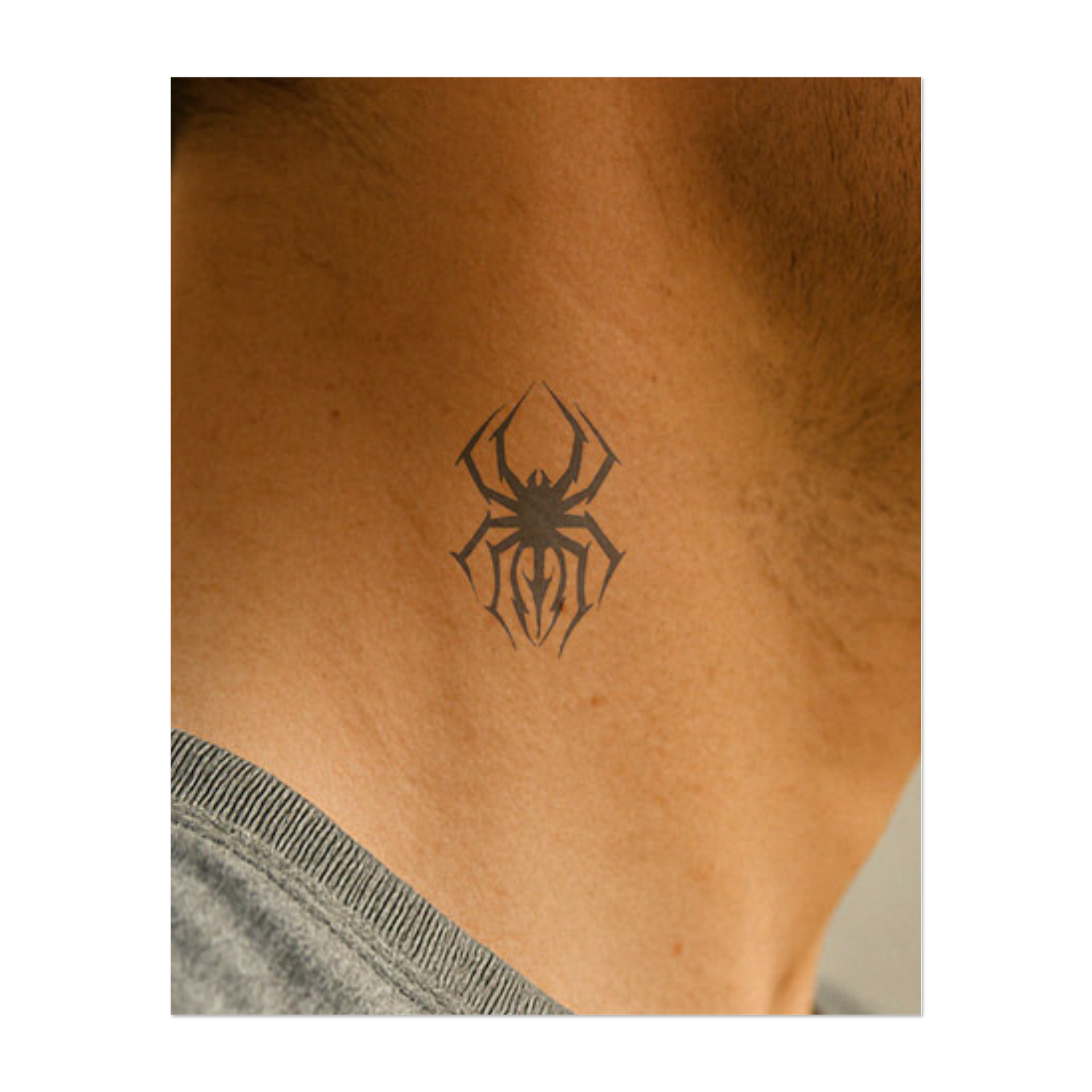 Un ragno forte e dettagliato con le zampe distese. Questo tatuaggio simboleggia pazienza, potere e protezione ed è perfetto per chi apprezza la forza e la capacità di affrontare le sfide della vita con precisione.