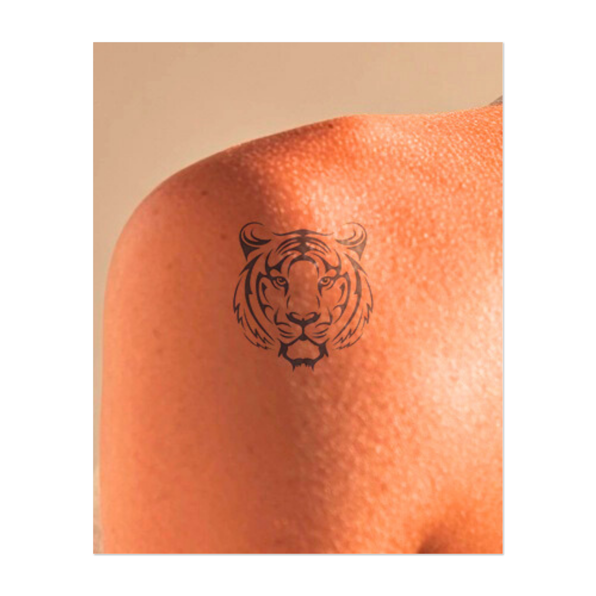 Un volto di tigre spaventoso e dettagliato. Questo tatuaggio rappresenta coraggio, potere e determinazione ed è un simbolo perfetto per chi affronta le sfide con sicurezza e forza.